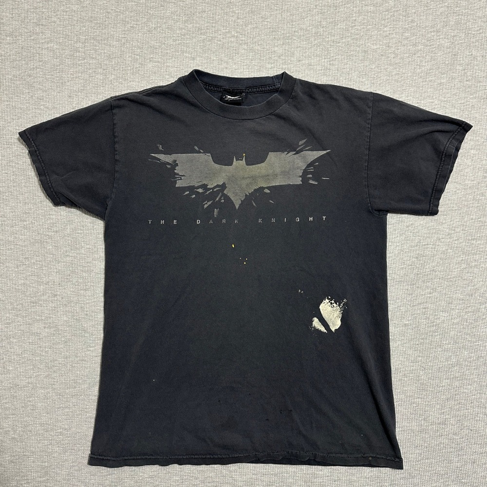 The Dark Knight Batman Movie Promo T-Shirt Faded Distressed Black Mens Size M